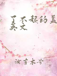 了不起的盖茨比英文