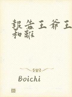 报告王爷王妃要和离