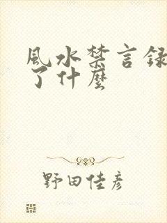 风水禁言录 写了什么