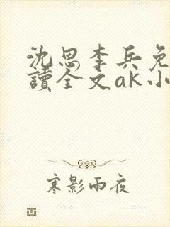 沈思李兵免费阅读全文ak小说