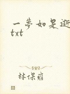 一梦如是逝水长txt