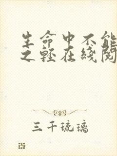 生命中不能承受之轻在线阅读