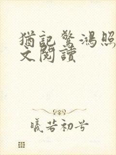 犹记惊鸿照影全文阅读