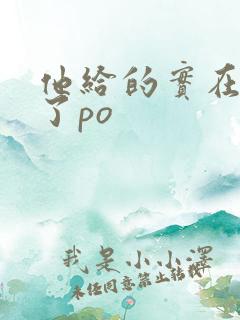 他给的实在太多了po