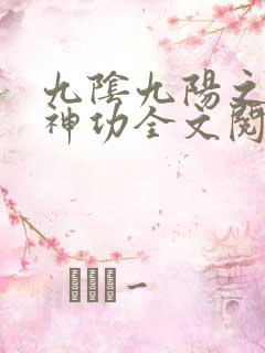 九阴九阳之阴阳神功全文阅读