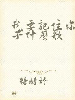 我要记住你的样子什么歌