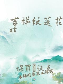 吉祥纹莲花楼txt