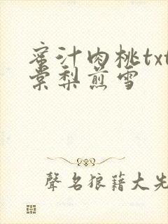 蜜汁肉桃txt棠梨煎雪
