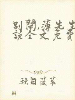 别闹,薄先生小说全文免费阅读