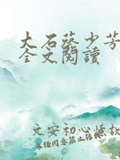 大石蔡少芳肖雪全文阅读