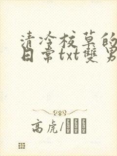 清冷校草的抹布日常txt双男主