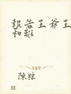 报告王爷王妃要和离