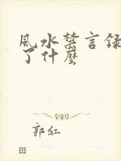 风水禁言录 写了什么