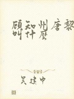 顾知州唐黎书名叫什么