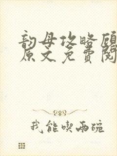 韵母攻略顾小暖原文免费阅读