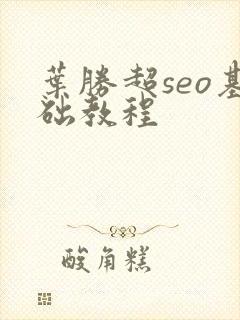 叶胜超seo基础教程
