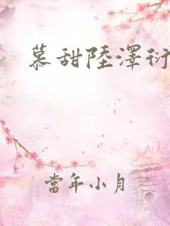 慕甜陆泽衍小说