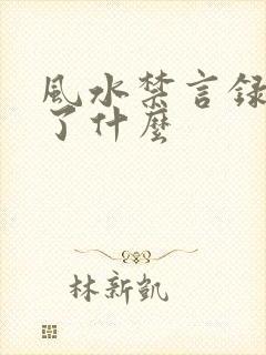 风水禁言录 写了什么