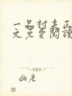 一品村夫正版全文免费阅读