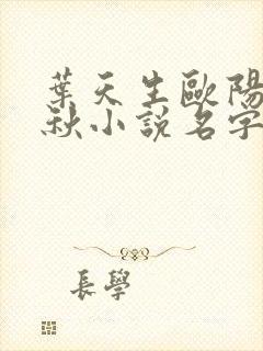 叶天生欧阳欣忆秋小说名字