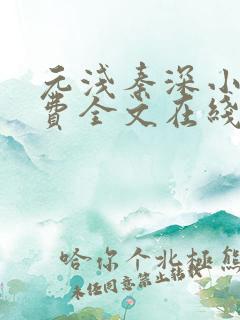 元浅秦深小说免费全文在线