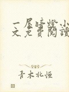 一屋暗灯小说全文免费阅读