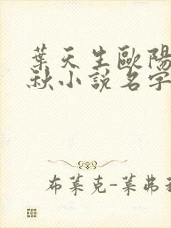 叶天生欧阳欣忆秋小说名字