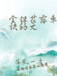 金银花露车速最快的文