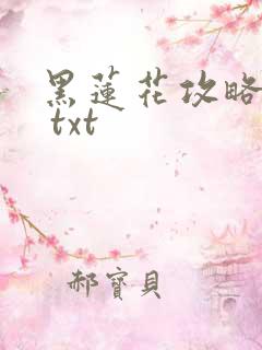 黑莲花攻略手册 txt