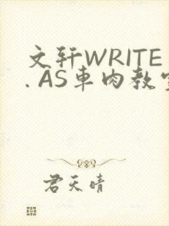 文轩WRITE. AS车肉教室