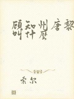 顾知州唐黎书名叫什么