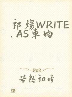 祁炀WRITE. AS车肉