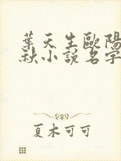 叶天生欧阳欣忆秋小说名字