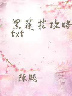 黑莲花攻略手册txt