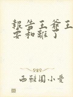 报告王爷王妃又要和离了