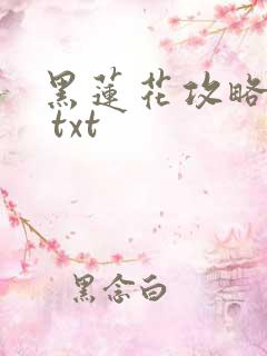 黑莲花攻略手册 txt