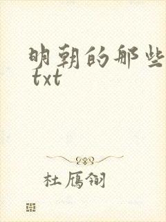 明朝的那些事儿 txt