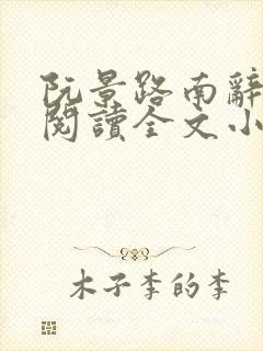 阮景路南辞免费阅读全文小说