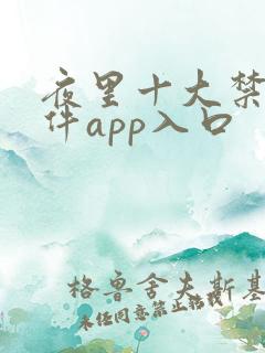 夜里十大禁用软件app入口