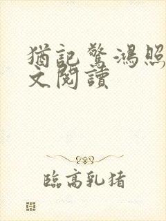 犹记惊鸿照影全文阅读