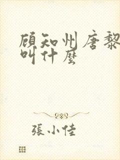 顾知州唐黎书名叫什么