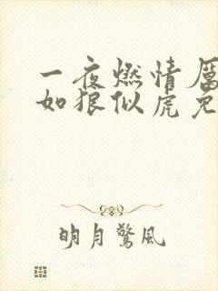 一夜燃情厉先生如狼似虎免费阅读动漫