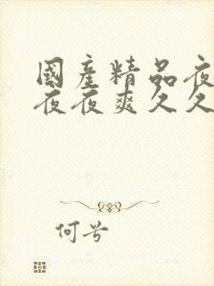 国产精品夜夜春夜夜爽久久小说