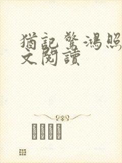 犹记惊鸿照影全文阅读