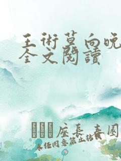 王术莫向晚小说全文阅读