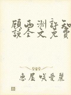 顾西洲许知意小说全文免费阅读