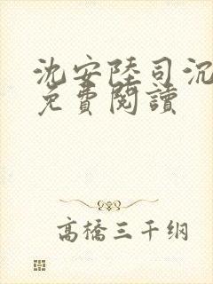 沈安陆司沉小说免费阅读