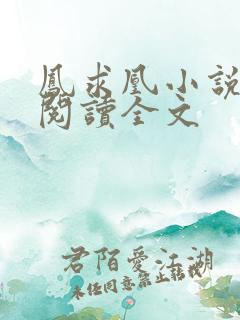 凤求凰小说免费阅读全文