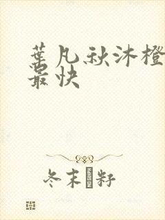 叶凡秋沐橙更新最快