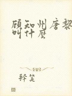 顾知州唐黎书名叫什么